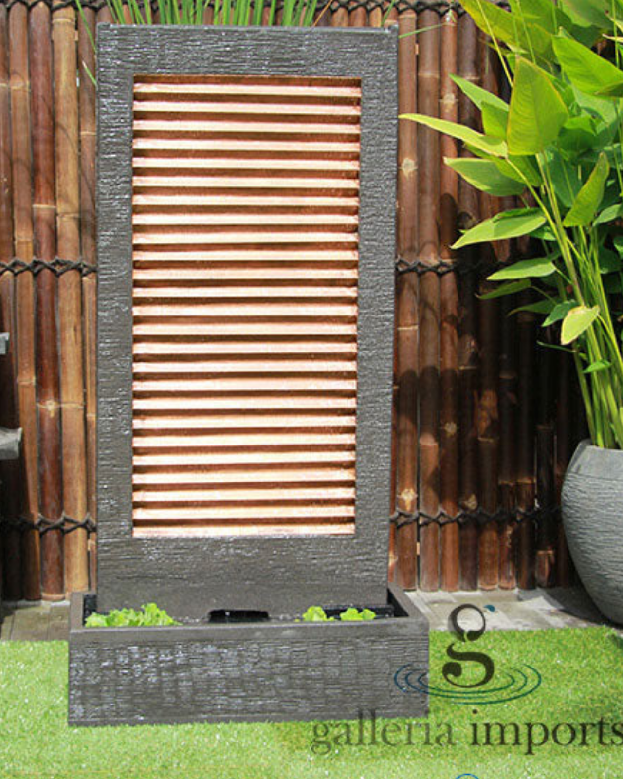 Ria - Balinese Concrete Copper Wall Water Feature 160cm