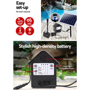 SunJoy Solar Fountain Pump with Battery and Panel 800LPH