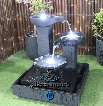 Flowage - Balinese Concrete Trio 3 Tier Water Feature 120cm