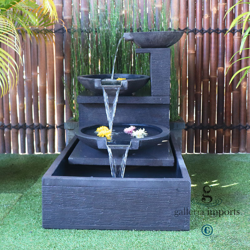 Glacier - Balinese Concrete Trio 3 Tier Bowls Water Feature