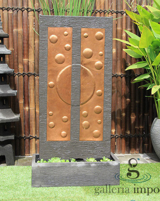 Creek - Balinese Concrete Copper Bubble Wall Water Feature