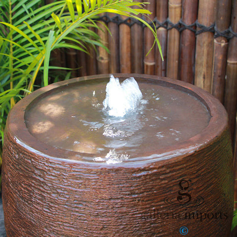 Inlet - Balinese Concrete Cigar Bowl Water Feature 100cm