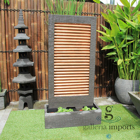 Ria - Balinese Concrete Copper Wall Water Feature 160cm