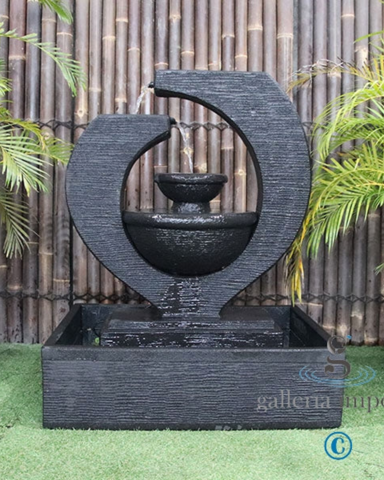 Canal - Balinese Concrete Eclipse Bowl Pond Water Feature