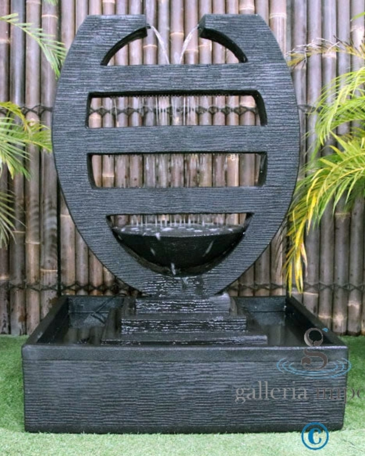 Seep - Balinese Concrete Harp Cascade Water Feature 120cm