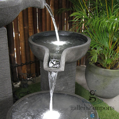 Flowage - Balinese Concrete Trio 3 Tier Water Feature 120cm