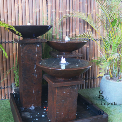 Clarity - Balinese Concrete 3 Tower Pond Water Feature 122cm