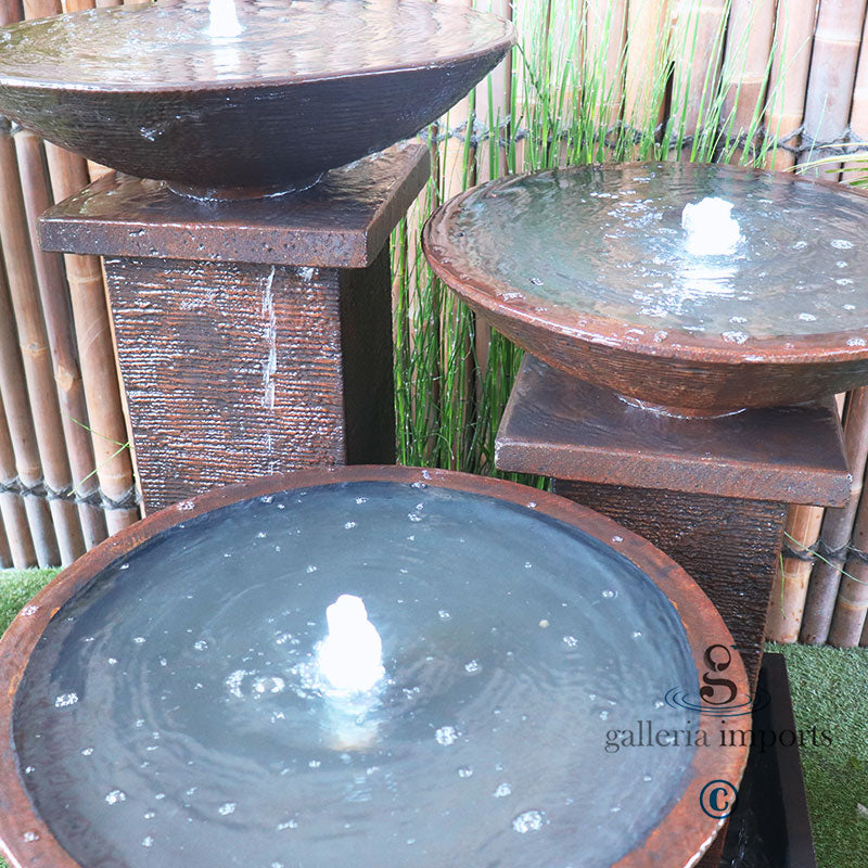 Clarity - Balinese Concrete 3 Tower Pond Water Feature 122cm