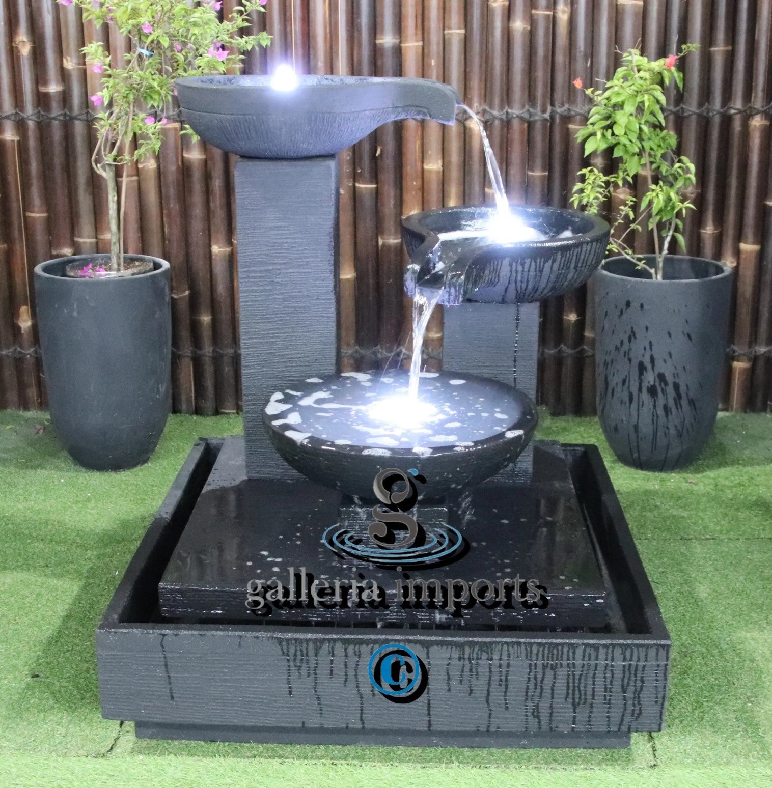 Flowage - Balinese Concrete Trio 3 Tier Water Feature 120cm