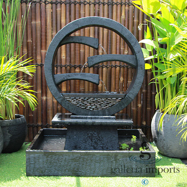 Peace - Balinese Concrete Wagon Wheel Sphere Water Feature