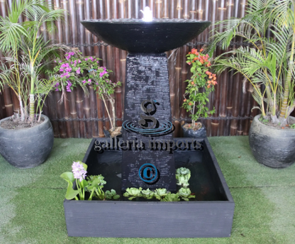 Fen - Balinese Concrete Aquarius Tower Bowl Water Feature