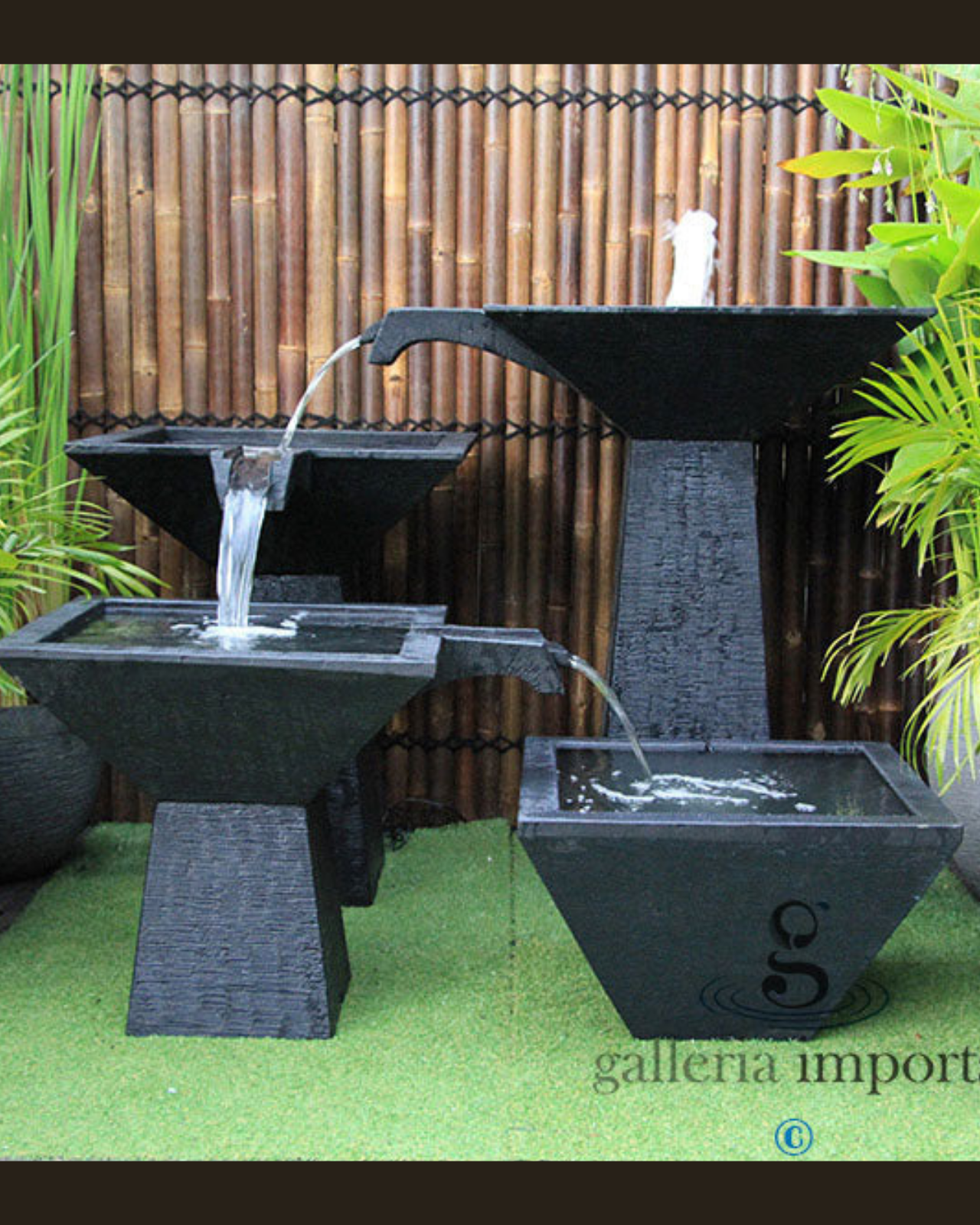 Puddle - Balinese Concrete 3 Tier Cascading Water Feature