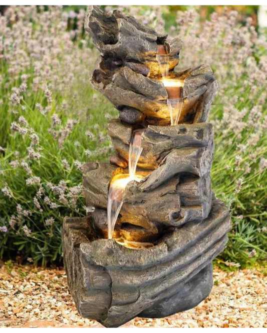 Azure - Log Rock Lighting Water Feature Fountain 120cm