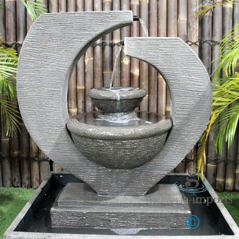 Canal - Balinese Concrete Eclipse Bowl Pond Water Feature