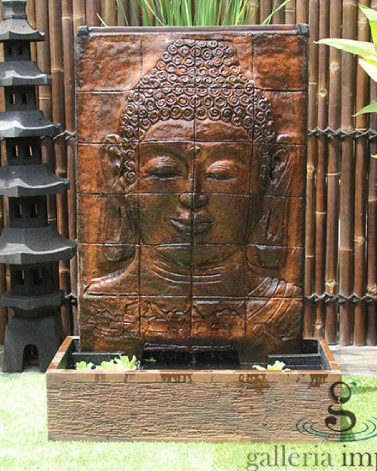 Nirvana- Balinese Concrete Buddha Face Wall Water Feature