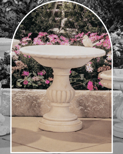 Grazia - Concrete Limestone Garden Bird Bath 55cm