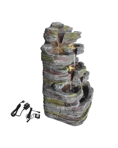 Flora - 5 Tier Rocky Waterfall Lighting Water Feature