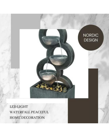 Surf - Cascading Lighting 3 Bowl Waterfall Water Feature