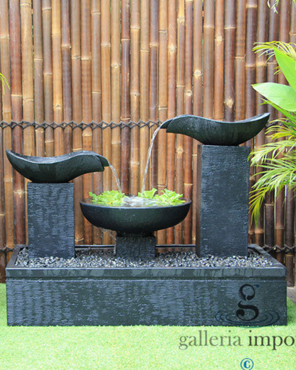 Moraine - Balinese Concrete 3 Bowl Water Feature 110cm