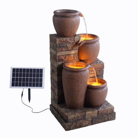 Abyss - Solar 4 Tier  Bowls Lighting Water Feature