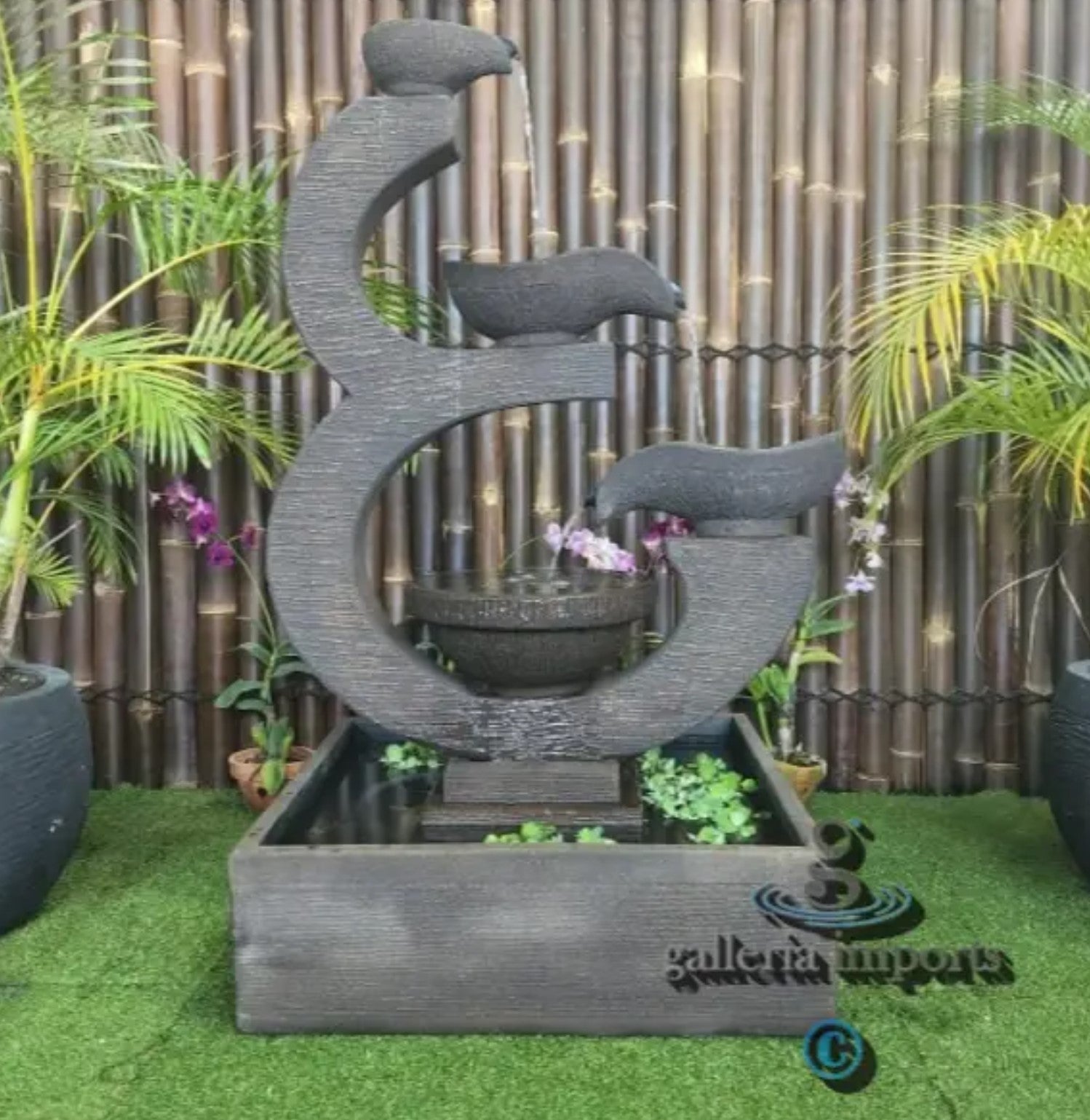 Slough - Balinese Concrete 3 Tier Pond Water Feature 142cm