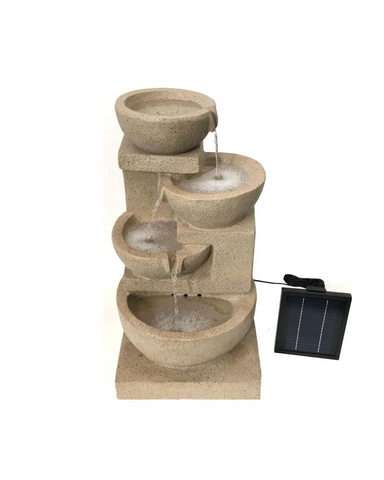 Solar 4 Bowls Cascading Waterfalls Lighting Water Feature