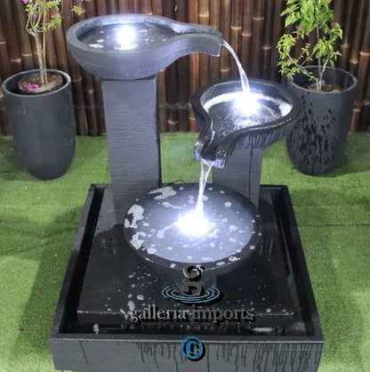 Flowage - Balinese Concrete Trio 3 Tier Water Feature 120cm