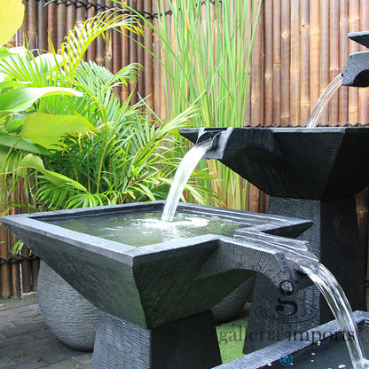 Puddle - Balinese Concrete 3 Tier Cascading Water Feature