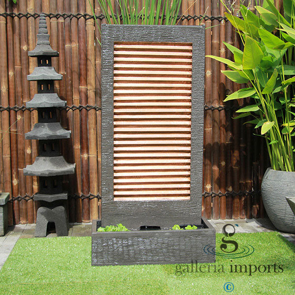 Ria - Balinese Concrete Copper Wall Water Feature 160cm