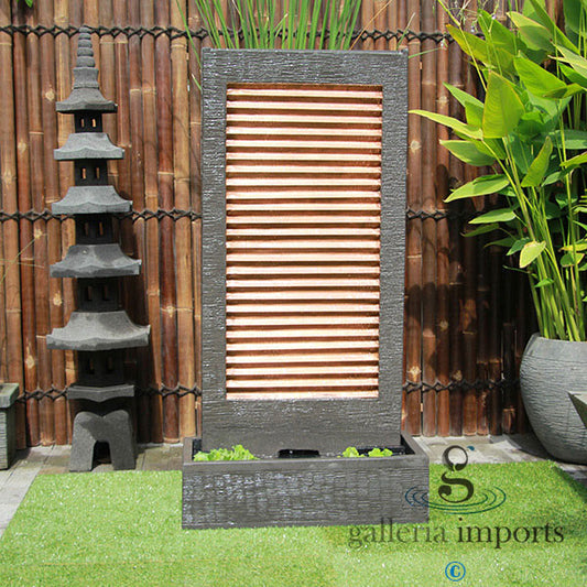 Ria - Balinese Concrete Copper Wall Water Feature 160cm