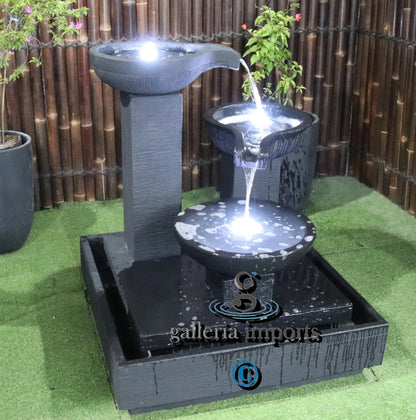 Flowage - Balinese Concrete Trio 3 Tier Water Feature 120cm