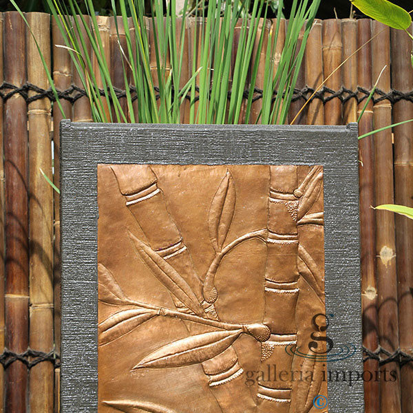 Gegar - Balinese Concrete Copper Bamboo Wall Water Feature