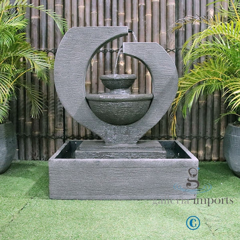 Canal - Balinese Concrete Eclipse Bowl Pond Water Feature