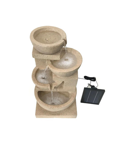 Solar 4 Bowls Cascading Waterfalls Lighting Water Feature