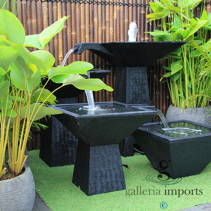 Puddle - Balinese Concrete 3 Tier Cascading Water Feature