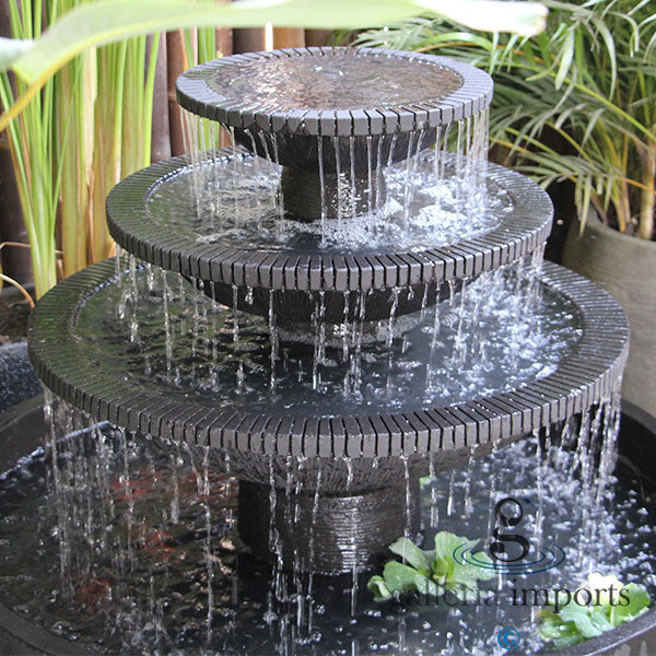 Brook - Balinese Concrete 3 Tier Pond Bowl Water Feature