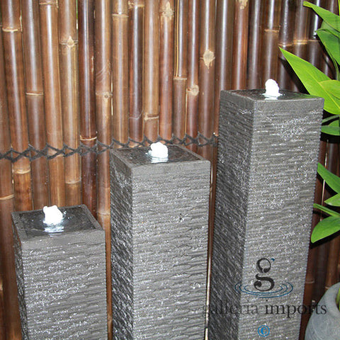 Tarn - Balinese Concrete 3 Tower Water Feature 125cm