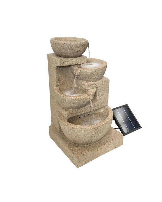 Solar 4 Bowls Cascading Waterfalls Lighting Water Feature