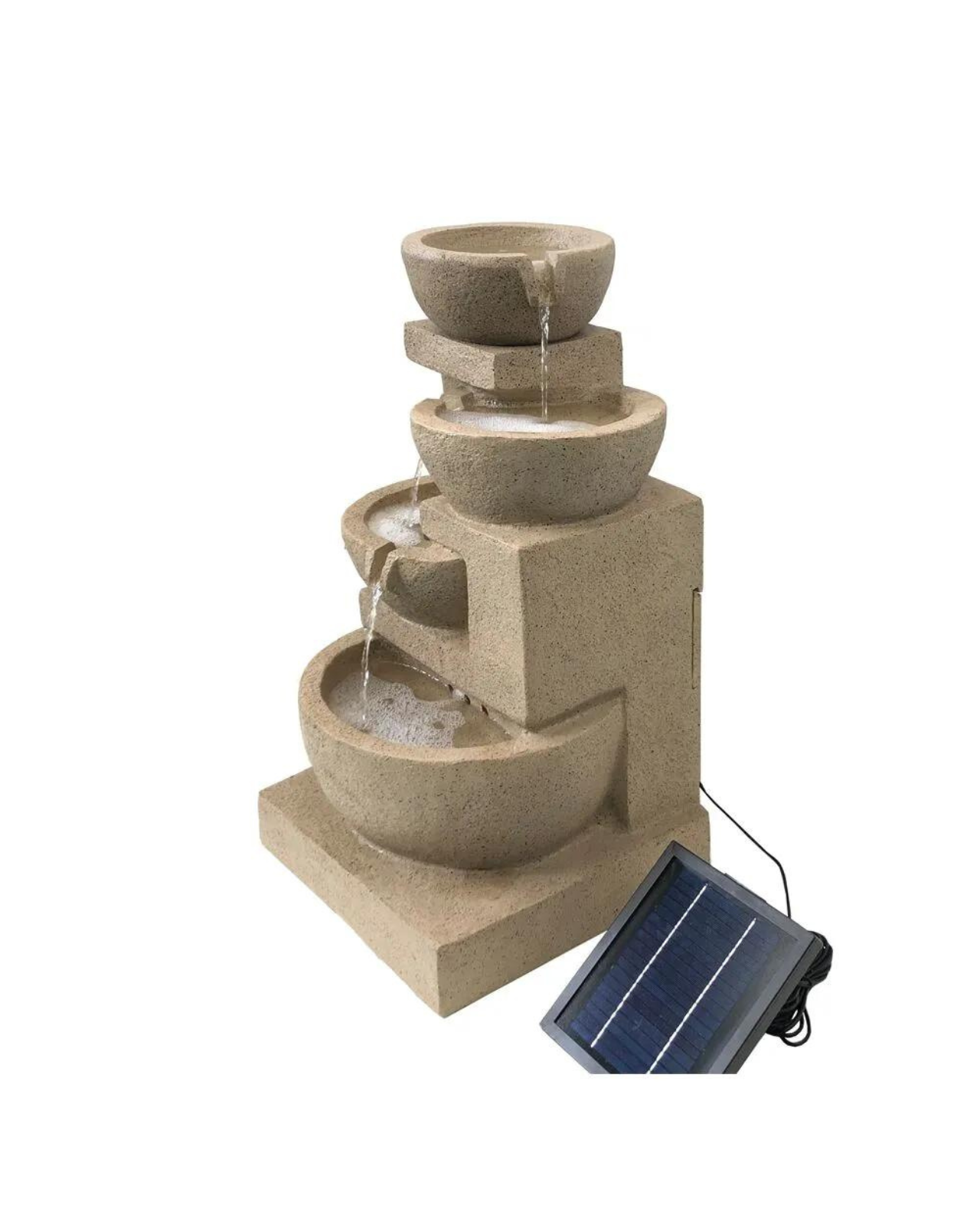 Solar 4 Bowls Cascading Waterfalls Lighting Water Feature