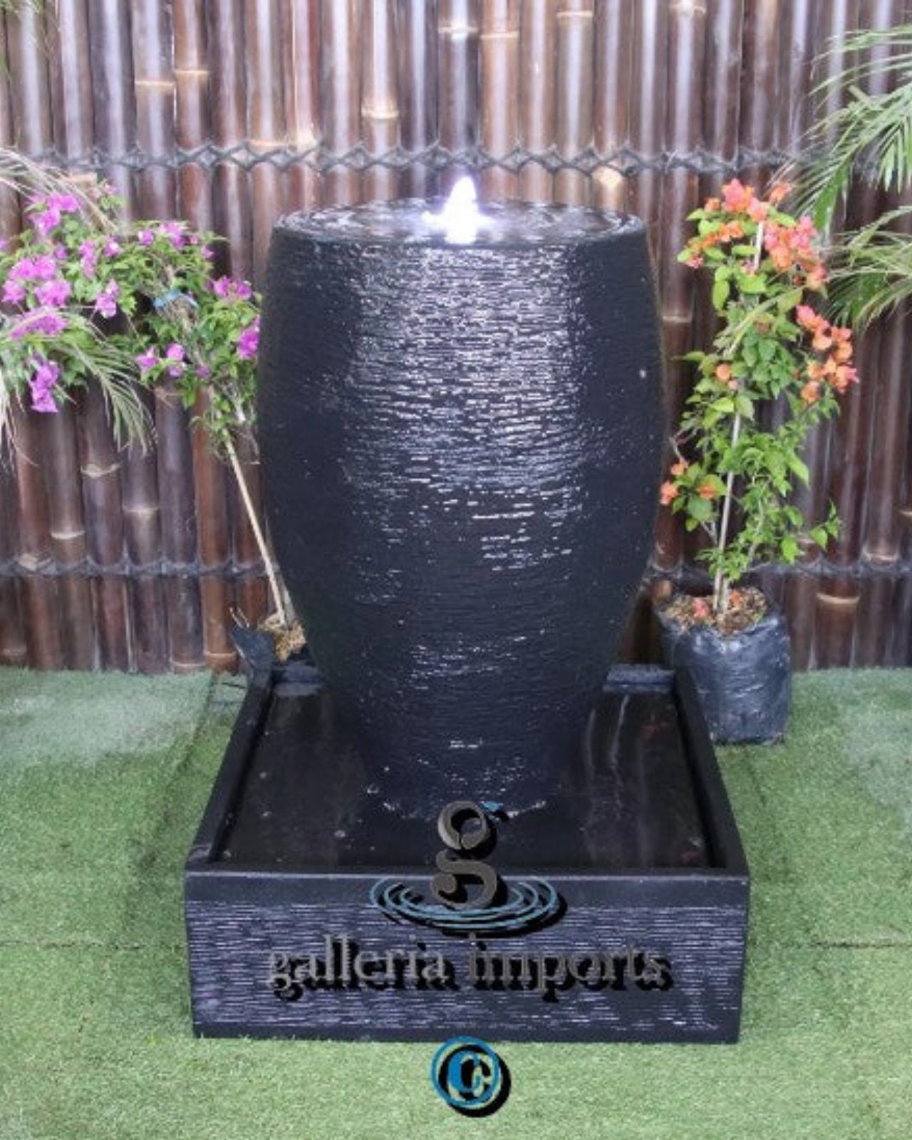 Inlet - Balinese Concrete Cigar Bowl Water Feature 100cm