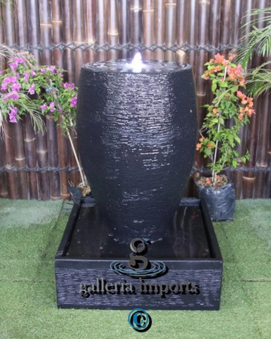 Inlet - Balinese Concrete Cigar Bowl Water Feature 100cm