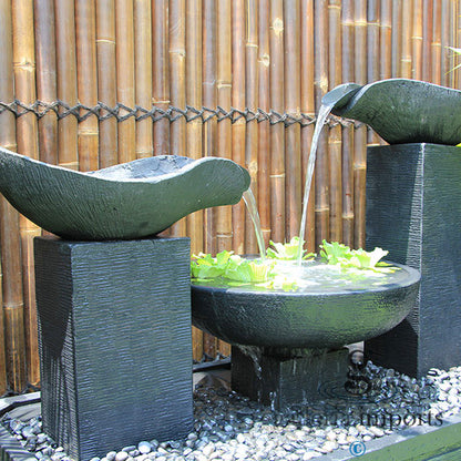 Moraine - Balinese Concrete 3 Bowl Water Feature 110cm