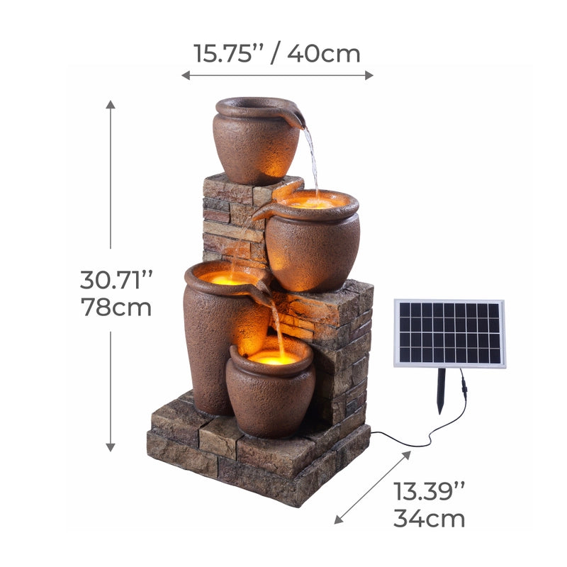 Abyss - Solar 4 Tier  Bowls Lighting Water Feature