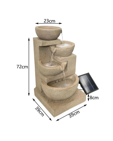 Solar 4 Bowls Cascading Waterfalls Lighting Water Feature