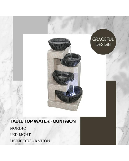 Tabletop Cascading Lighting 4 Bowls Waterfall Water Feature