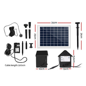 SunJoy Solar Fountain Pump with Battery and Panel 800LPH