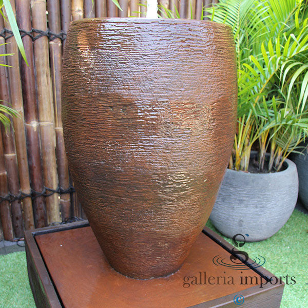 Inlet - Balinese Concrete Cigar Bowl Water Feature 100cm