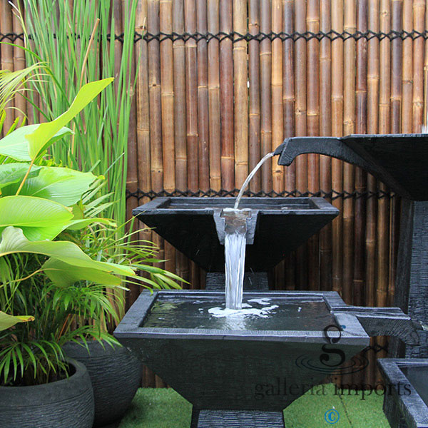 Puddle - Balinese Concrete 3 Tier Cascading Water Feature