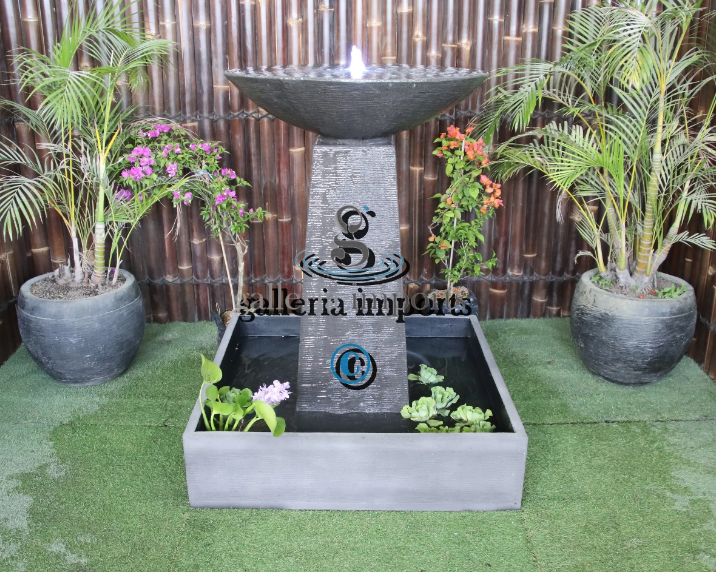 Fen - Balinese Concrete Aquarius Tower Bowl Water Feature