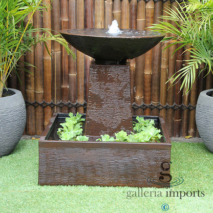 Fen - Balinese Concrete Aquarius Tower Bowl Water Feature